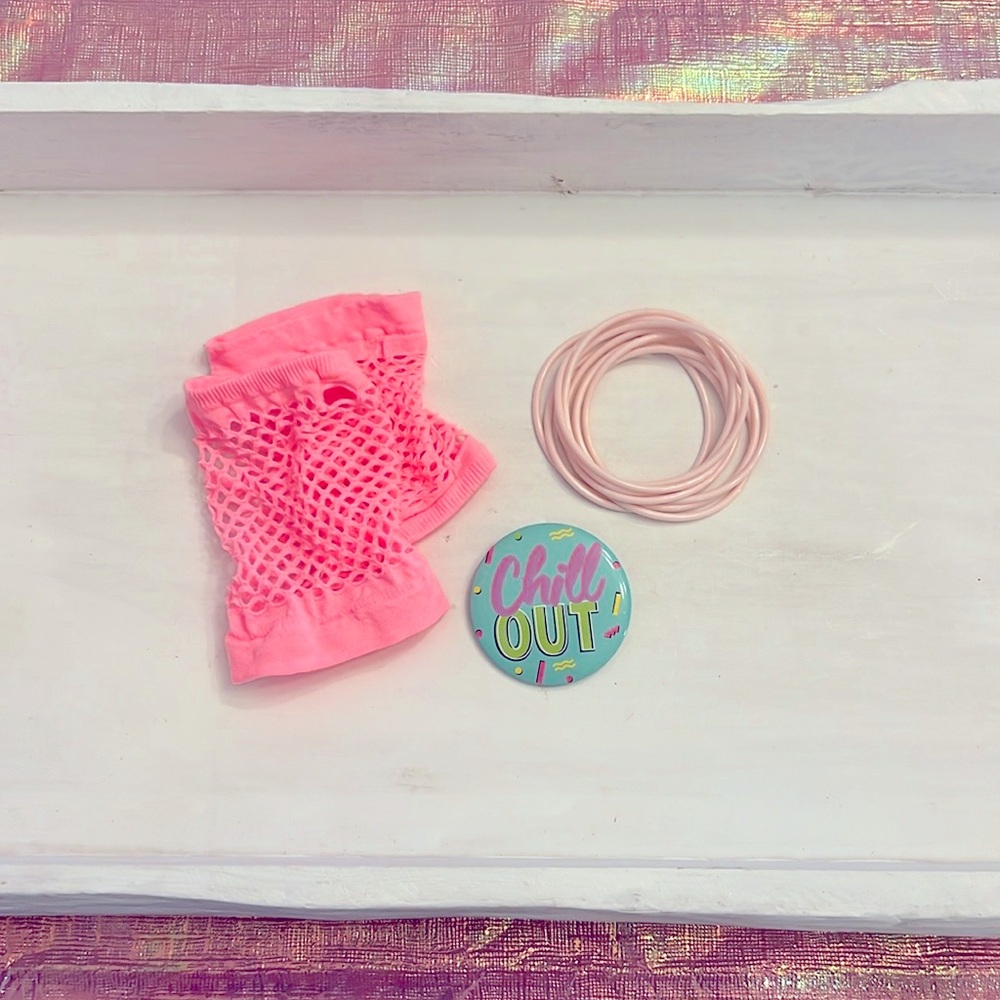 ⭐️3/15 Neon 80s Pink Costume Bundle Party Halloween Chill Out!  Jelly Bracelets